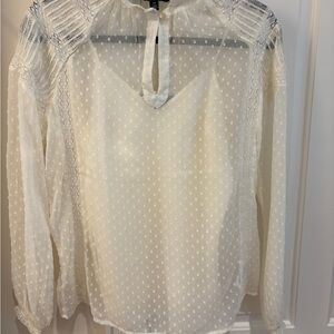 Lauren Elegant Sheer White Blouse with Camisole